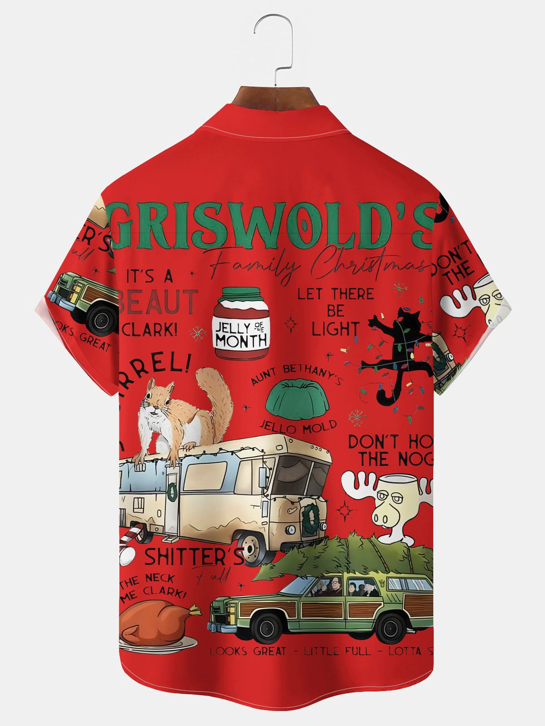Camisa elástica con bolsillo en el pecho y estampado de dibujos animados de vacaciones navideñas de Alohadaddy para hombre, talla grande