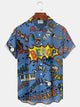 Alohadaddy Retro Music Jazz 3D Digital Print Men's Button Pocket Short Sleeve Shirt Big & Tall