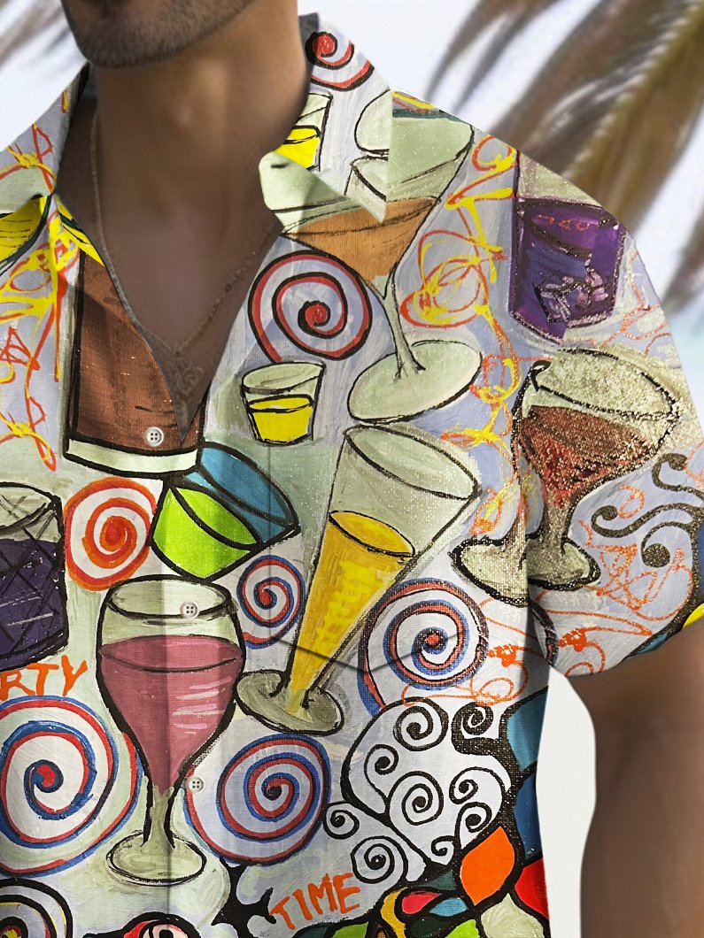 Chemise extensible à imprimé cocktail vintage Alohadaddy avec poche poitrine et imprimé cocktail Grande taille