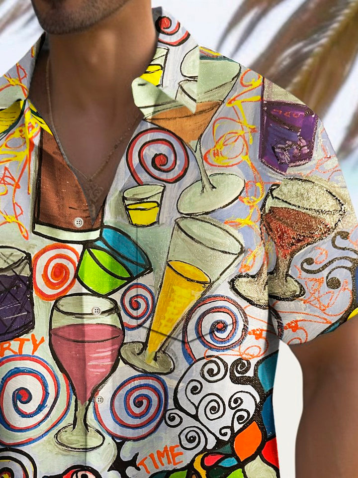 Chemise extensible à imprimé cocktail vintage Alohadaddy avec poche poitrine et imprimé cocktail Grande taille