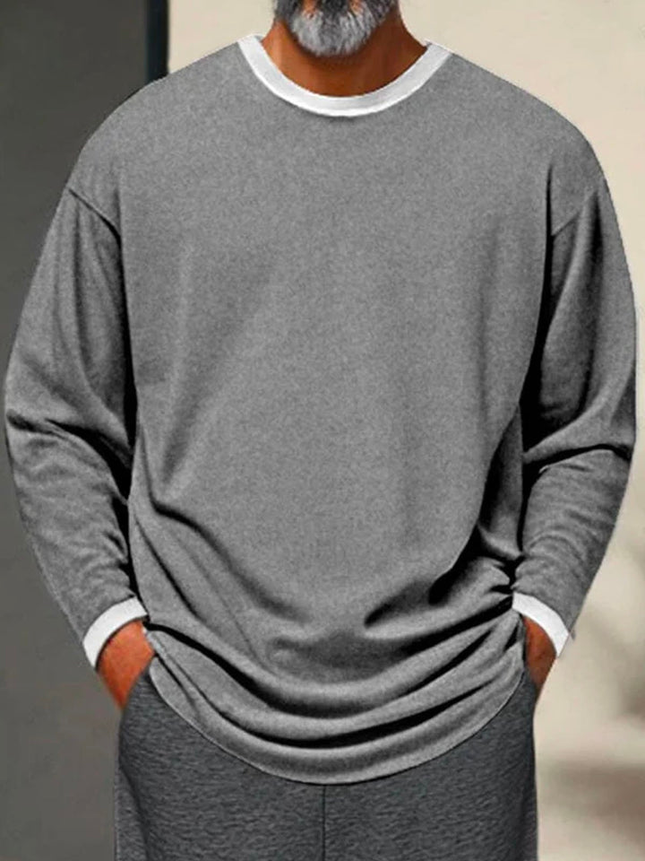 Sudadera básica lisa informal de manga larga y cuello redondo para hombre de Alohadaddy