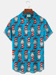 Camisa de manga corta con bolsillo y botones para hombre con estampado de dibujos animados navideños de Alohadaddy