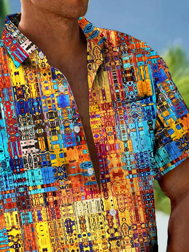 Alohadaddy Vintage Geometric Texture Print Men&