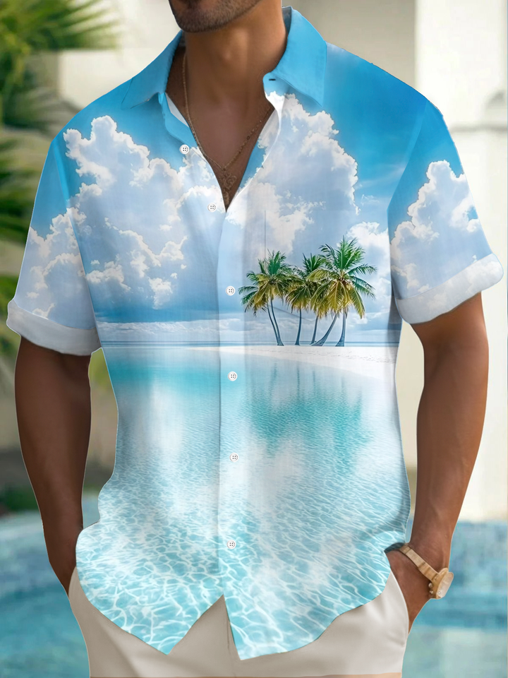 Alohadaddy® Hawaiian Beach Palm Tree Print Men&