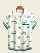 Alohadaddy Hawaiian Crocodile Flowers Art Print Button Cardigan Pockets Elastic Oversized Long Short Sleeve Shirt