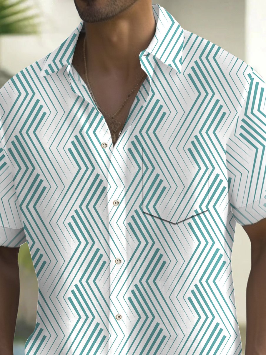 Alohadaddy® Vintage Line Geometry Print Men&
