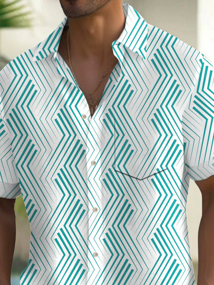 Alohadaddy® Vintage Line Geometry Print Men&