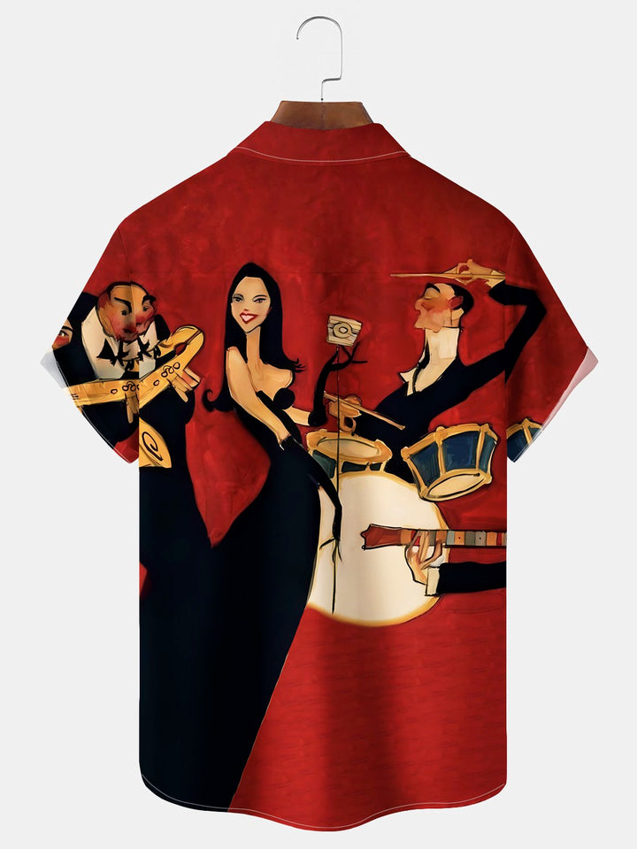 Alohadaddy® Vintage Music Cartoon Print Men&