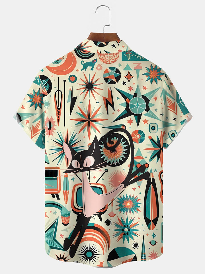 Alohadaddy® Vintage Medieval Atomic Cat Print Men&