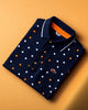 Alohadaddy® Business Striped Polka Dot Logo Print Elastic Button Men's Short-Sleeve Polo Shirt Big & Tall