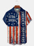 Alohadaddy® 250th Anniversary National Flag Print Men's Button-Down Pocket Short-Sleeve Shirt Big & Tall