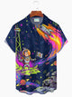 Alohadaddy Men's® Vintage Aerospace Astronaut Rocket Space Print Button-Down Pocket Short-Sleeve Shirt Big & Tall