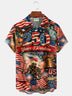 Alohadaddy® Retro 250th Anniversary National Flag Print Men's Button-Down Short-Sleeve Shirt Big & Tall