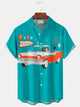 Alohadaddy® Hawaiian Retro Mid-Century Geometric Print Men's Button-Down Short-Sleeve Shirt Big & Tall