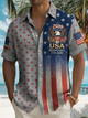 Alohadaddy® Men's Vintage 250th Anniversary Distressed Denim Eagle Shield Print Button Down Short-Sleeve Big & Tall