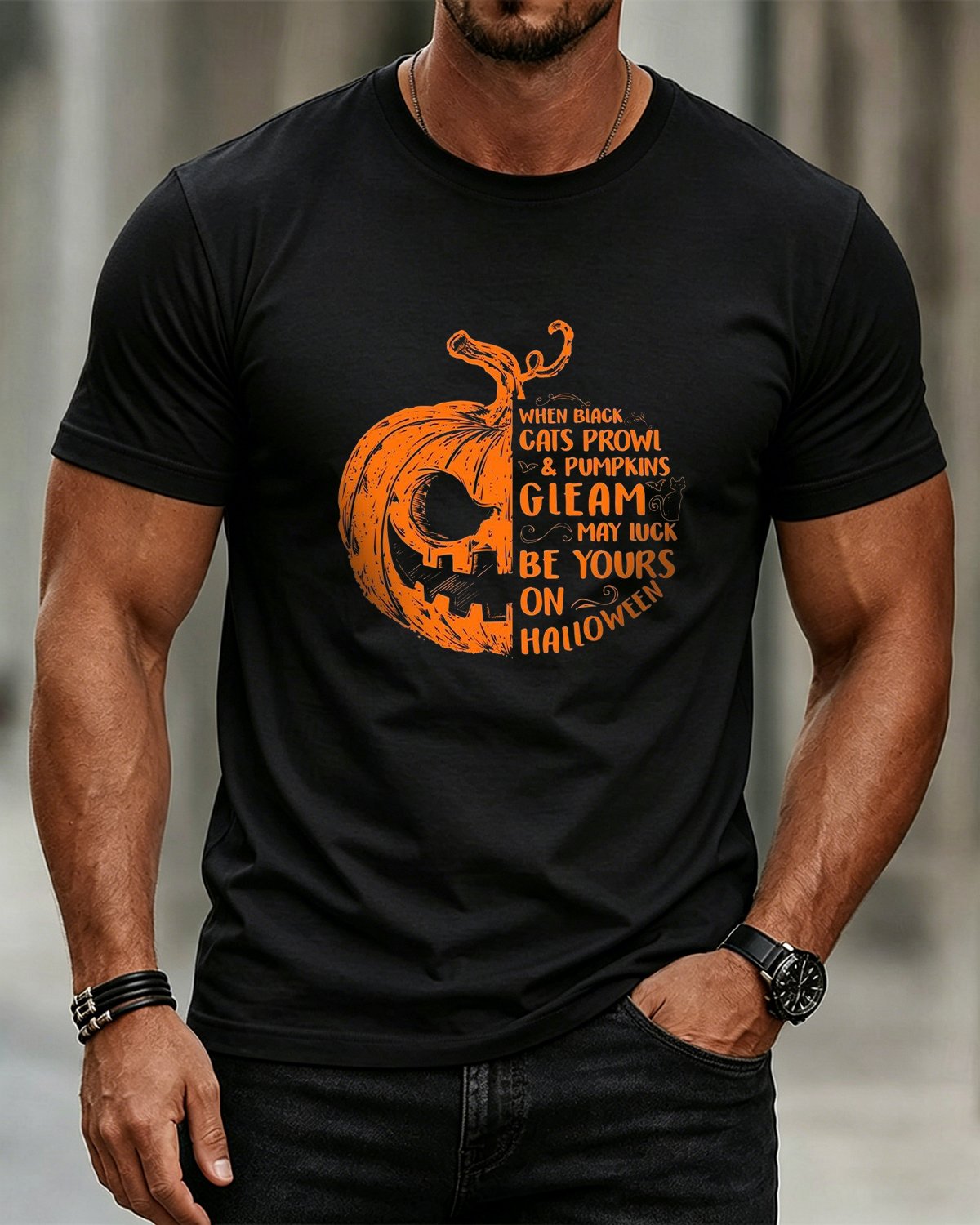 Alohadaddy® Men's Casual Halloween Pumpkin Short-Sleeve T-Shirt