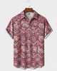 Alohadaddy® Men's Short-Sleeve Button-Down Shirt with Pocket Tribal Print
