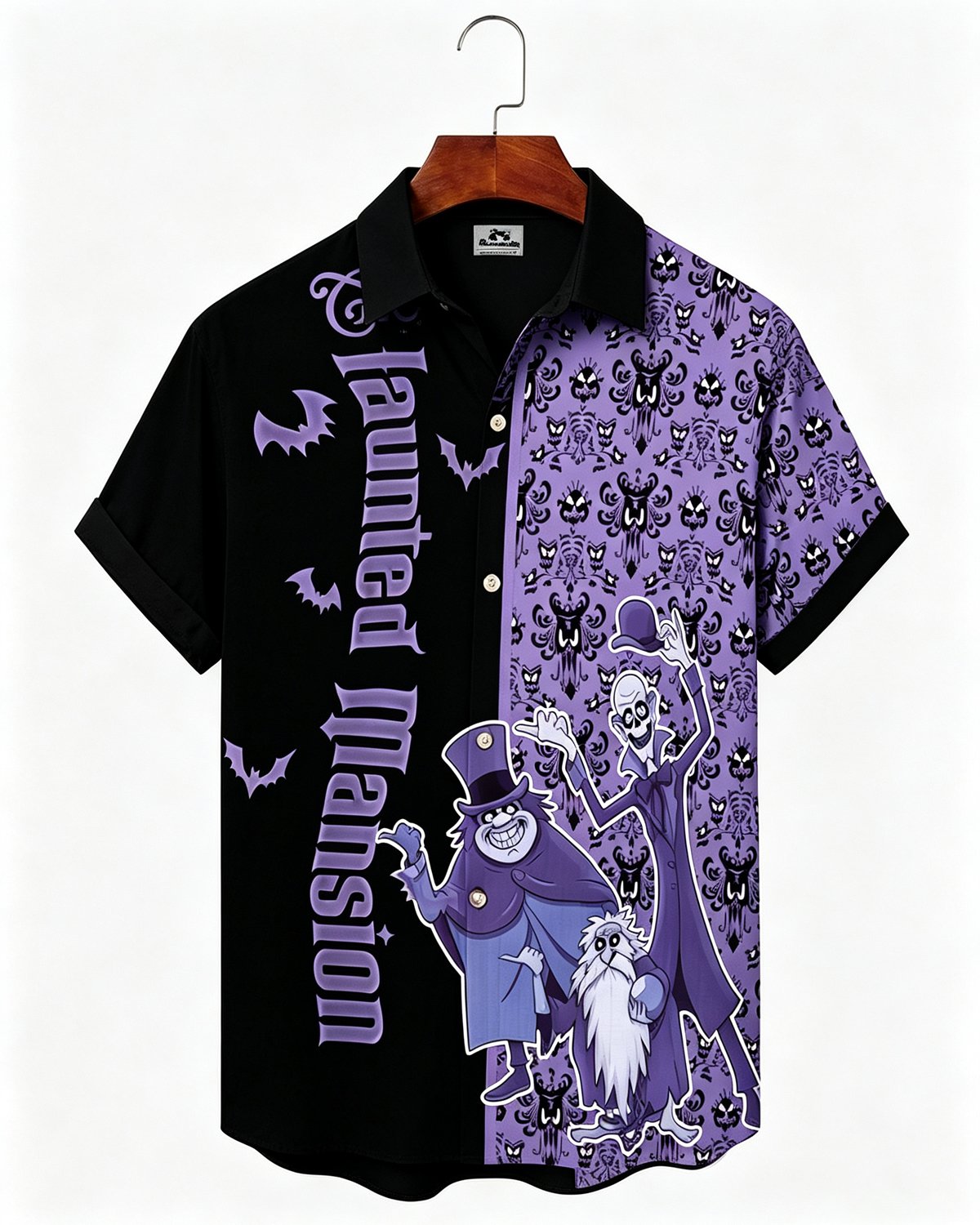 Alohadaddy® Men's Short-Sleeve Button-Down Shirt with Pocket Halloween Print