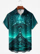 Alohadaddy® Men's Short-Sleeve Button-Down Shirt with Pocket Universe Print