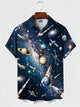 Alohadaddy® Men's Short-Sleeve Button-Down Shirt with Pocket Universe Print