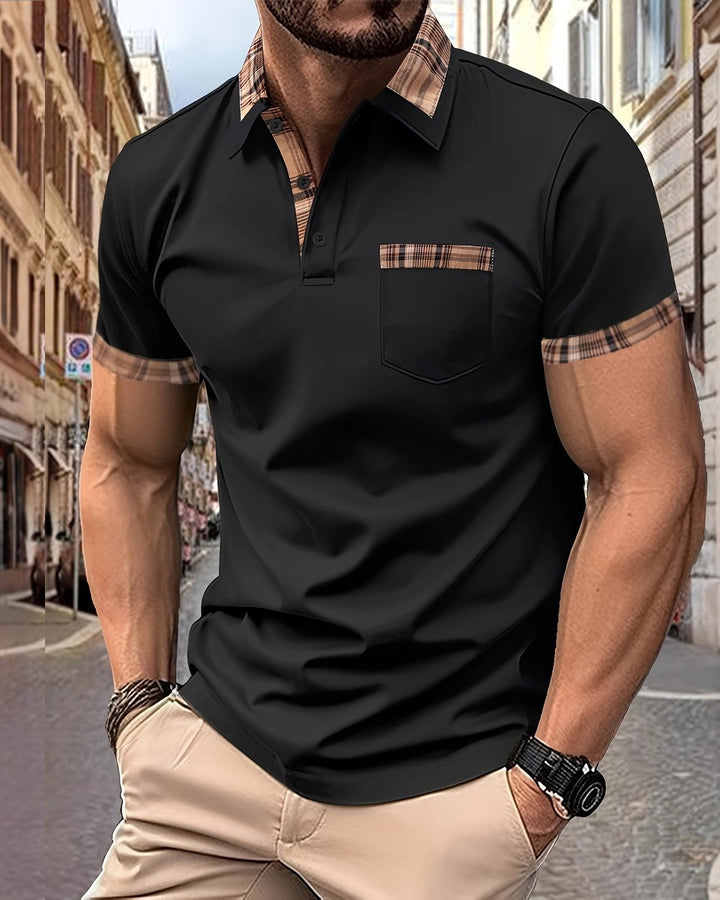 Alohadaddy® Short-sleeve Polo Shirt Color-block Collar Men&