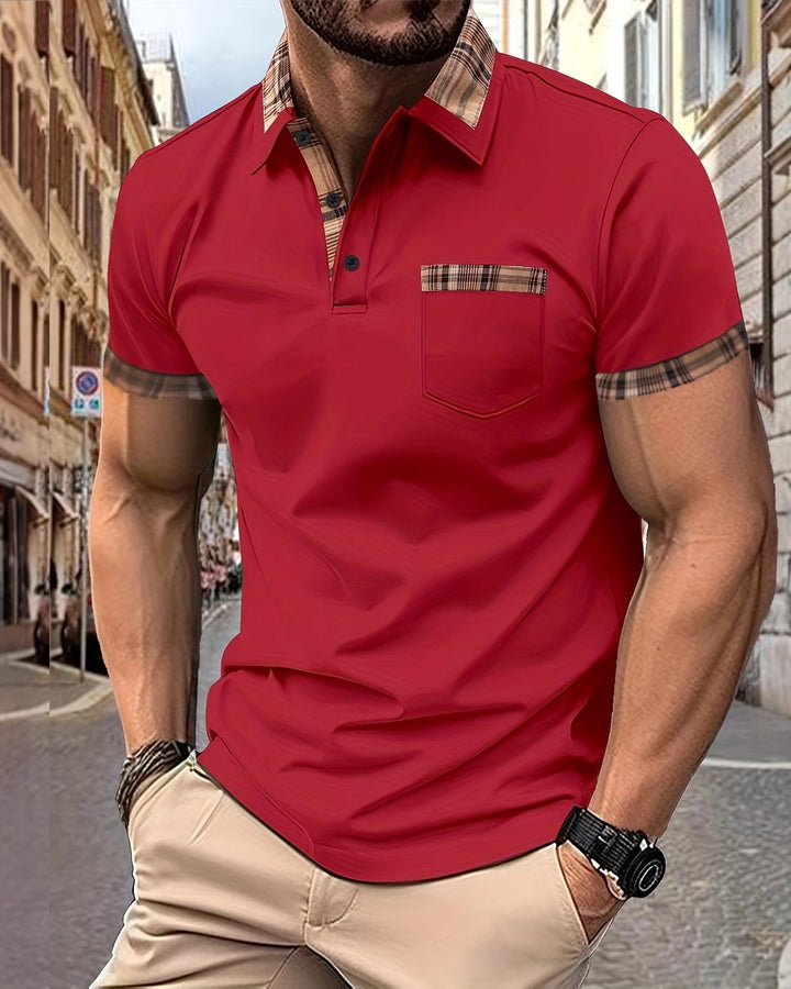 Alohadaddy® Short-sleeve Polo Shirt Color-block Collar Men&