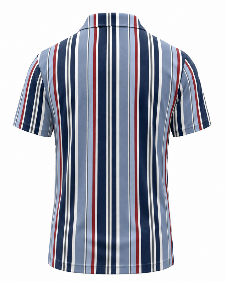 Men’s Basic Casual stripe Retro Print Button Down Polo Short-Sleeve Big &amp; Tall