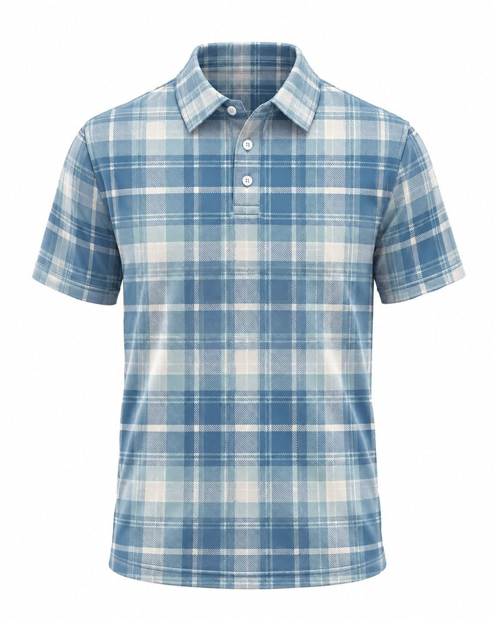 Men’s Basic Casual Checkered pattern Retro Print Button Down Polo Short-Sleeve Big &amp; Tall