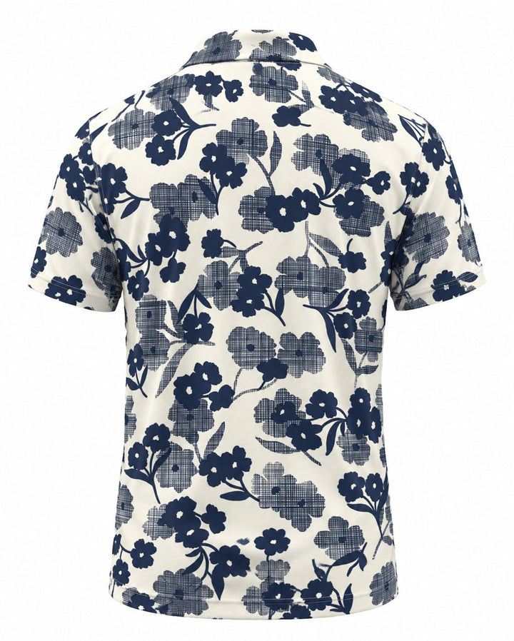 Men’s Basic Casual Flowering and plants Retro Print Button Down Polo Short-Sleeve Big &amp; Tall