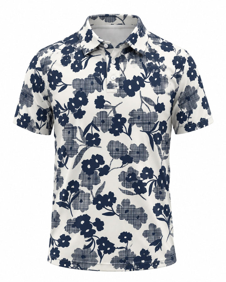 Men’s Basic Casual Flowering and plants Retro Print Button Down Polo Short-Sleeve Big &amp; Tall