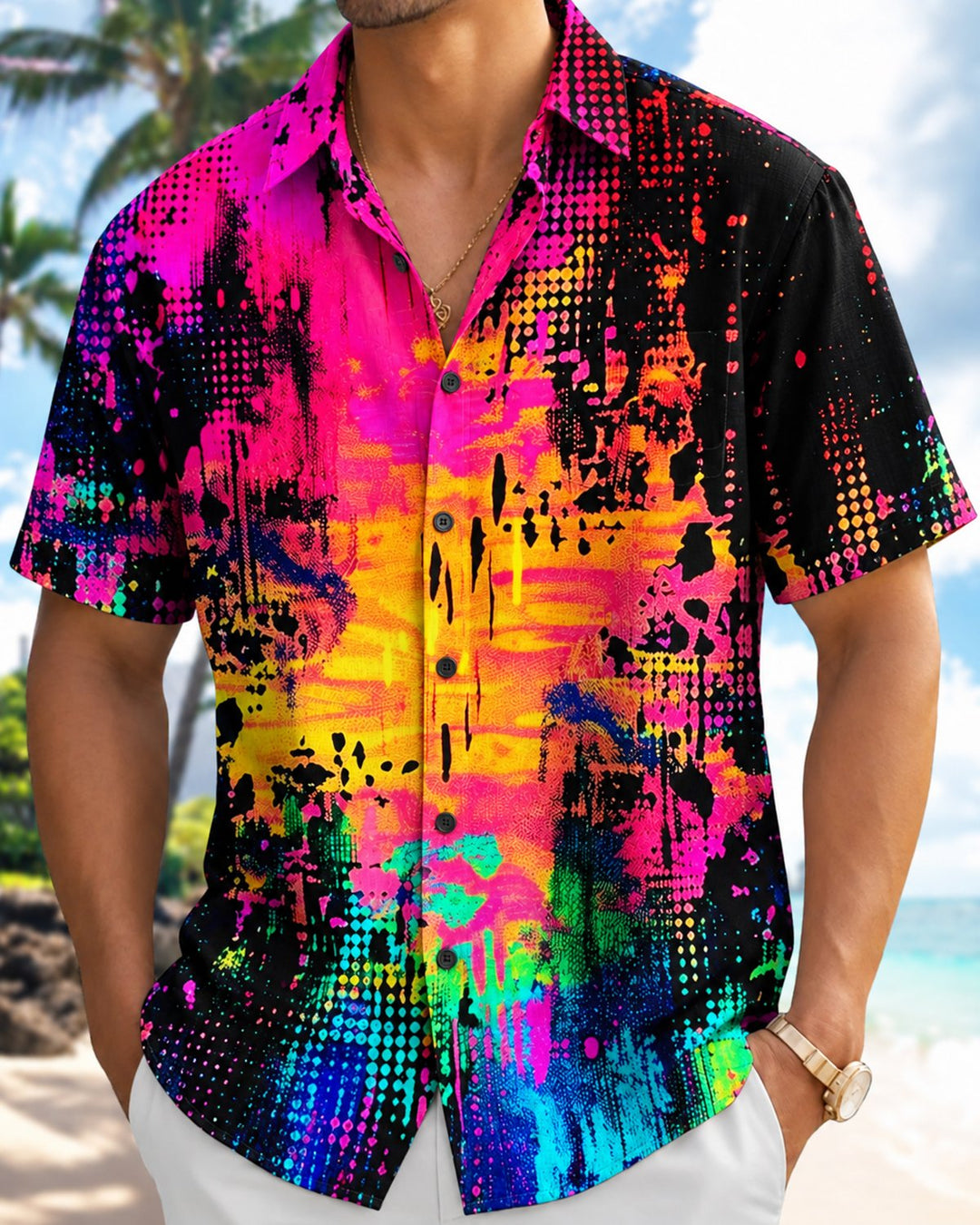 Alohadaddy® Casual Abstract Art Splatter Print Men&