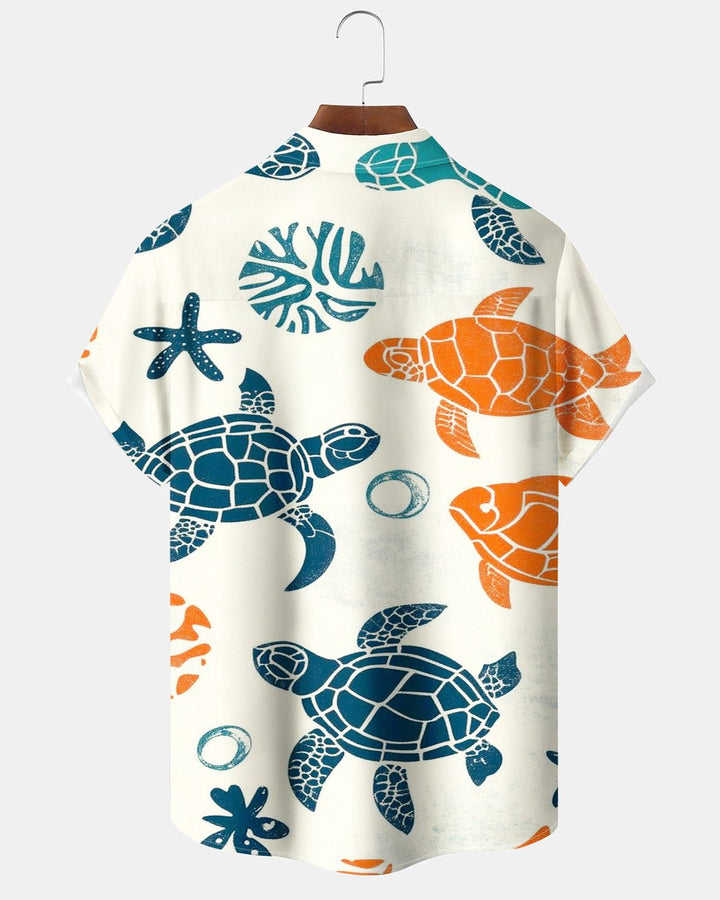 Alohadaddy® Casual Turtle and Starfish Print Men&