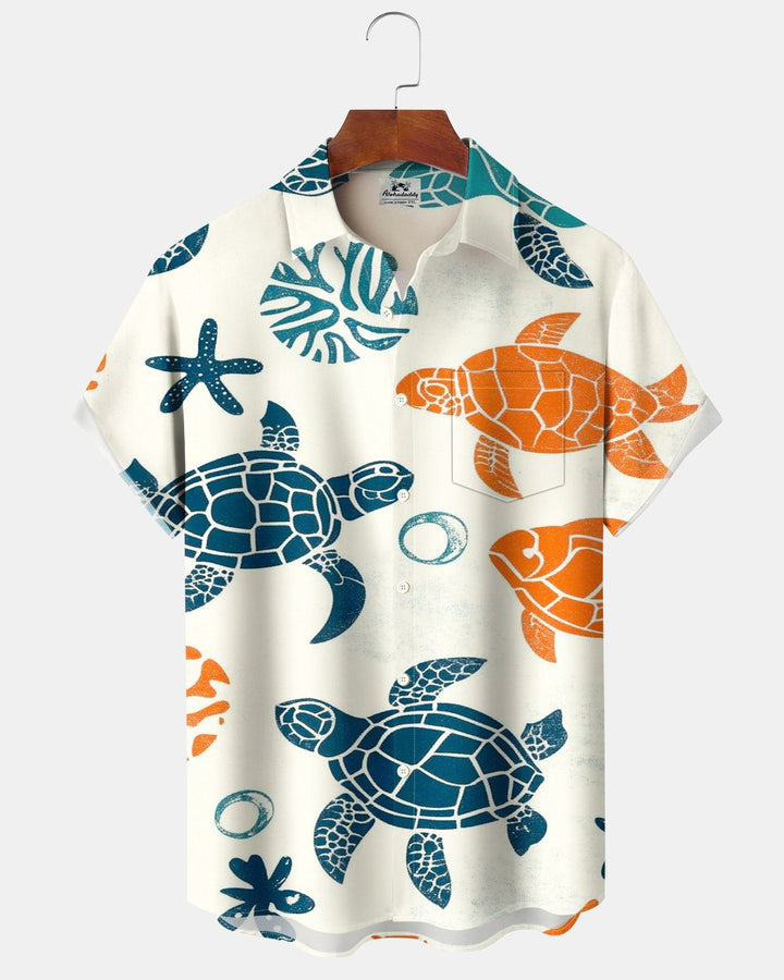 Alohadaddy® Casual Turtle and Starfish Print Men&