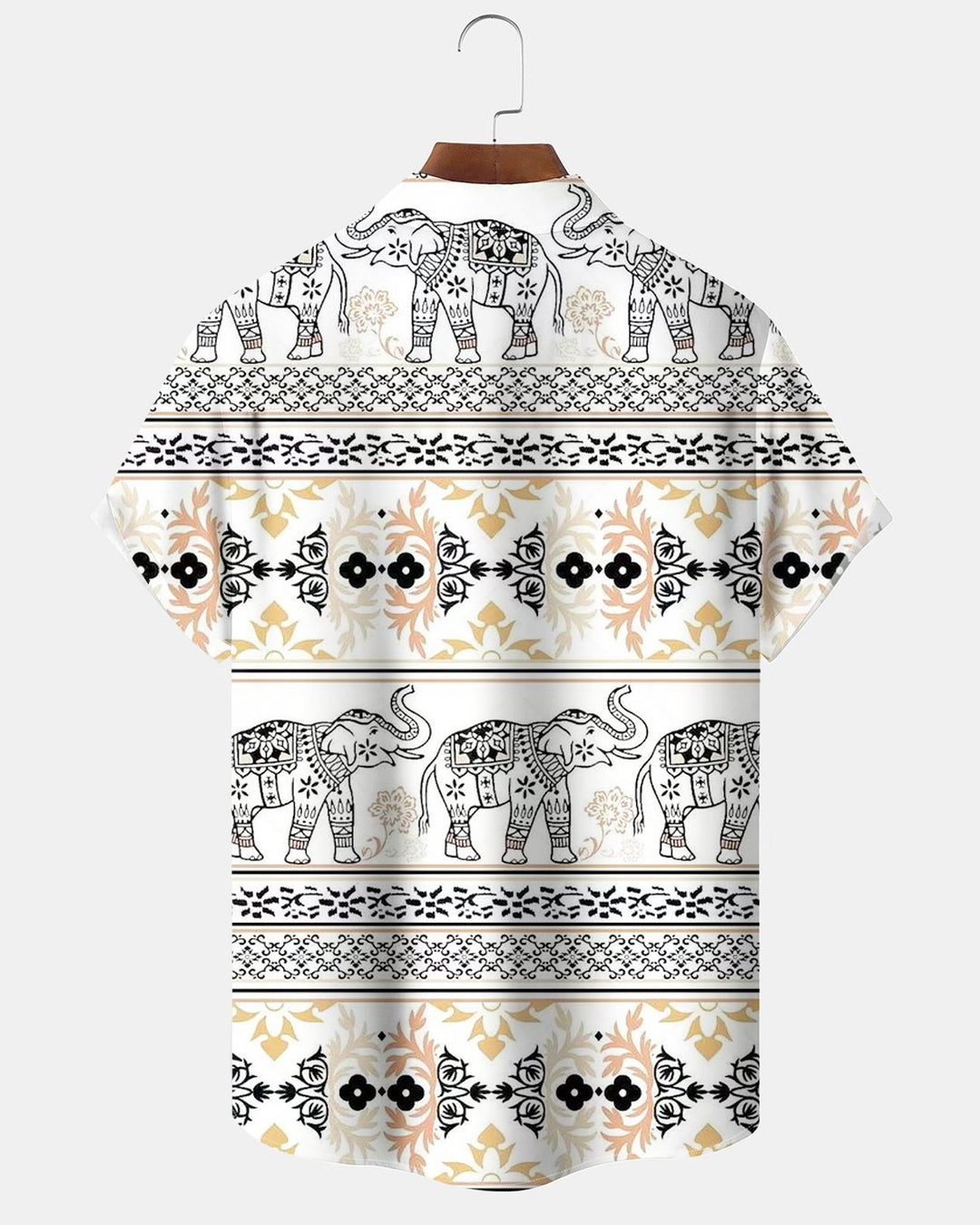 Alohadaddy® Vintage Guayabera Elephant Geometric Print Men&