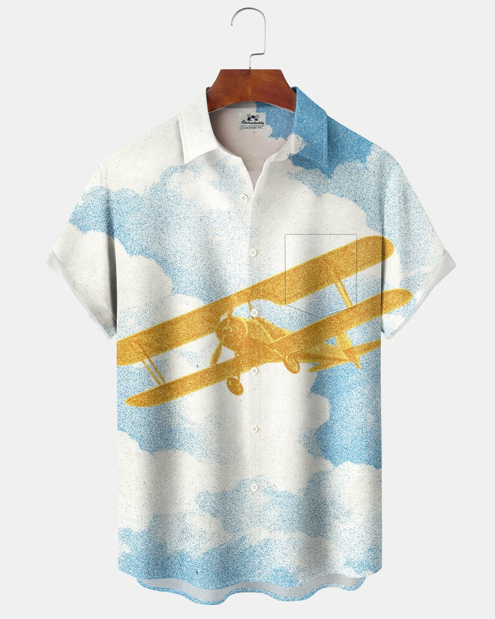 Alohadaddy® Casual Sky Cloud and Airplane Print Men&
