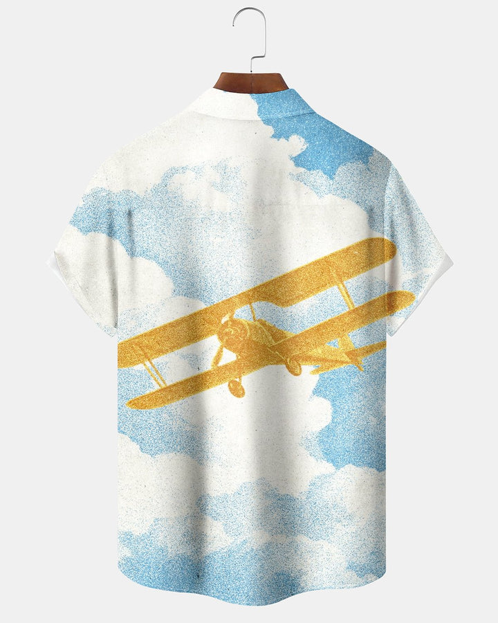Alohadaddy® Casual Sky Cloud and Airplane Print Men&