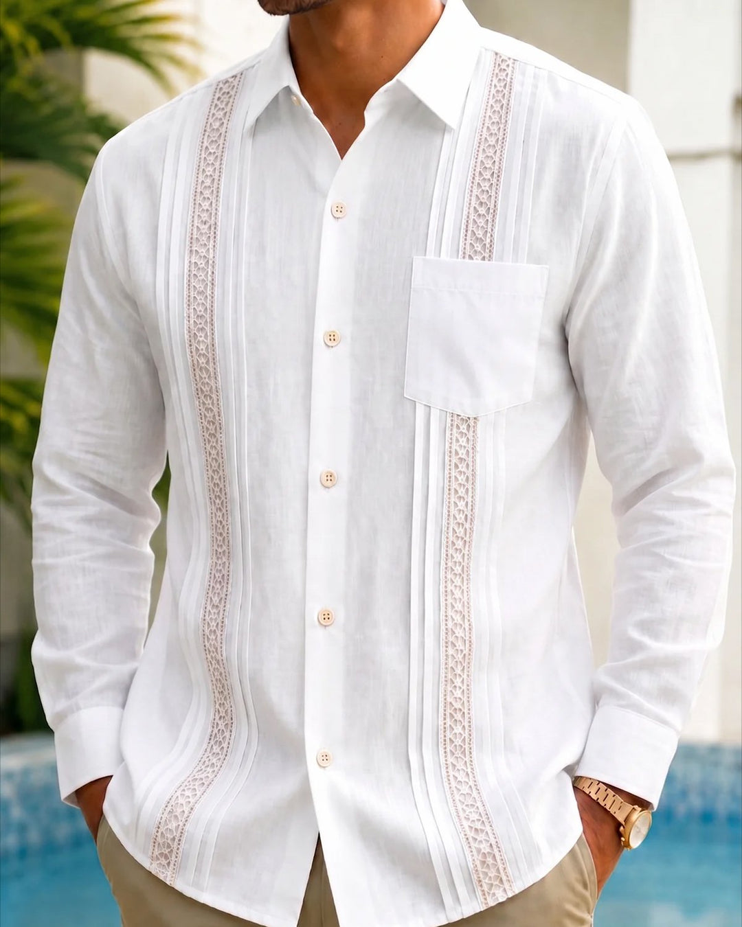 Alohadaddy® Basic White and Pink Striped Casual Print Men&