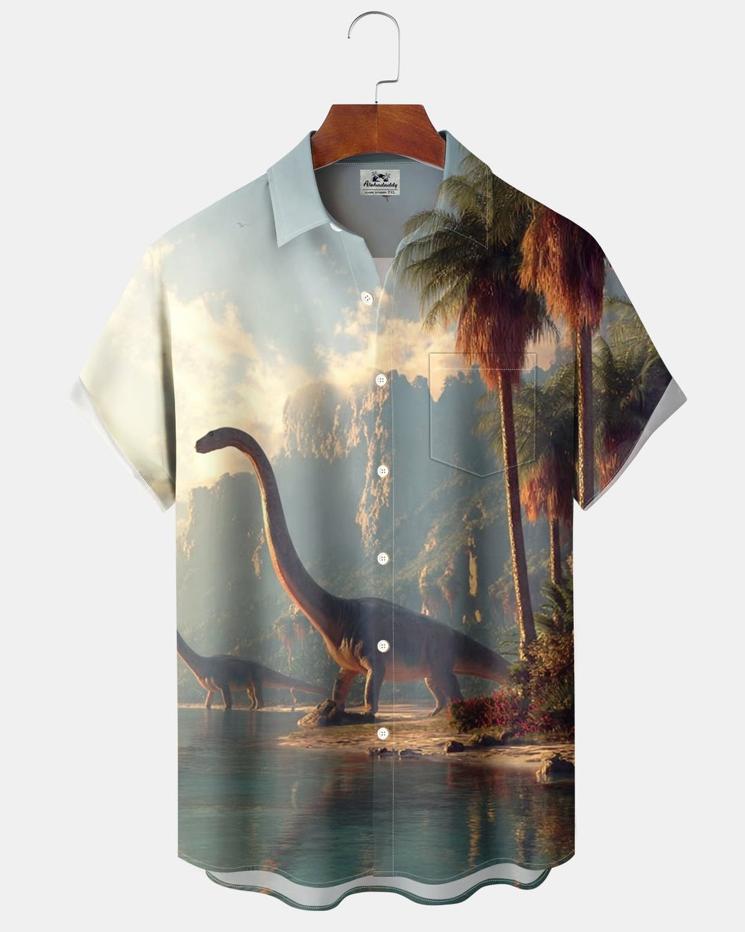 Alohadaddy® Retro Dinosaur Jungle River Print Men&