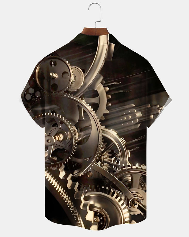 Alohadaddy® Casual Abstract Mechanical Gear Print Men&