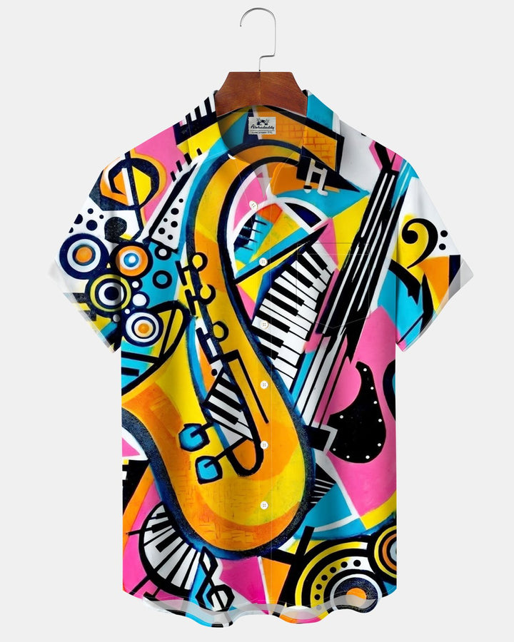Alohadaddy® Casual Music Geometric Abstract Stripe Print Men&