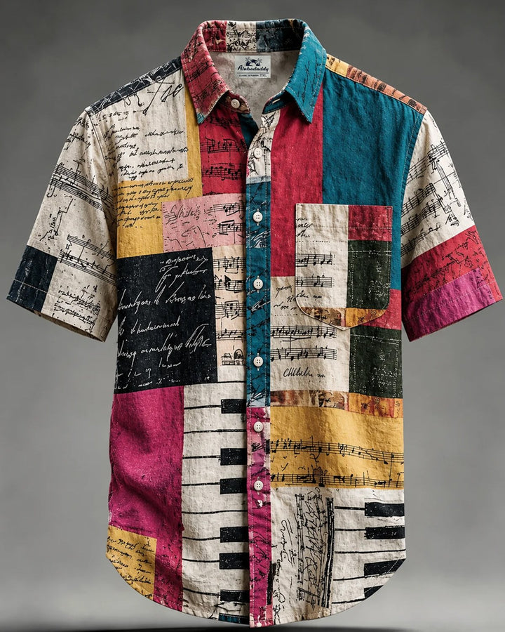 Alohadaddy® Retro Jazz Abstract Note Print Men&