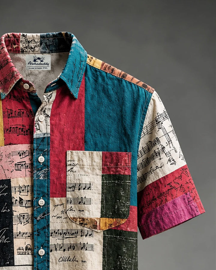 Alohadaddy® Retro Jazz Abstract Note Print Men&