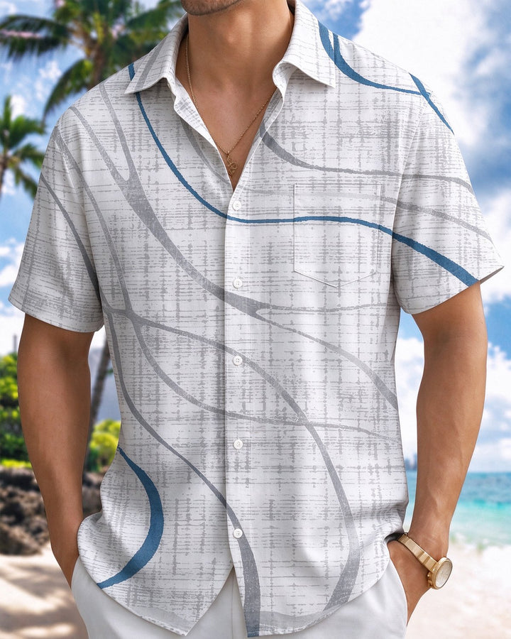 Alohadaddy® Casual Abstract Striped Texture Print Men&