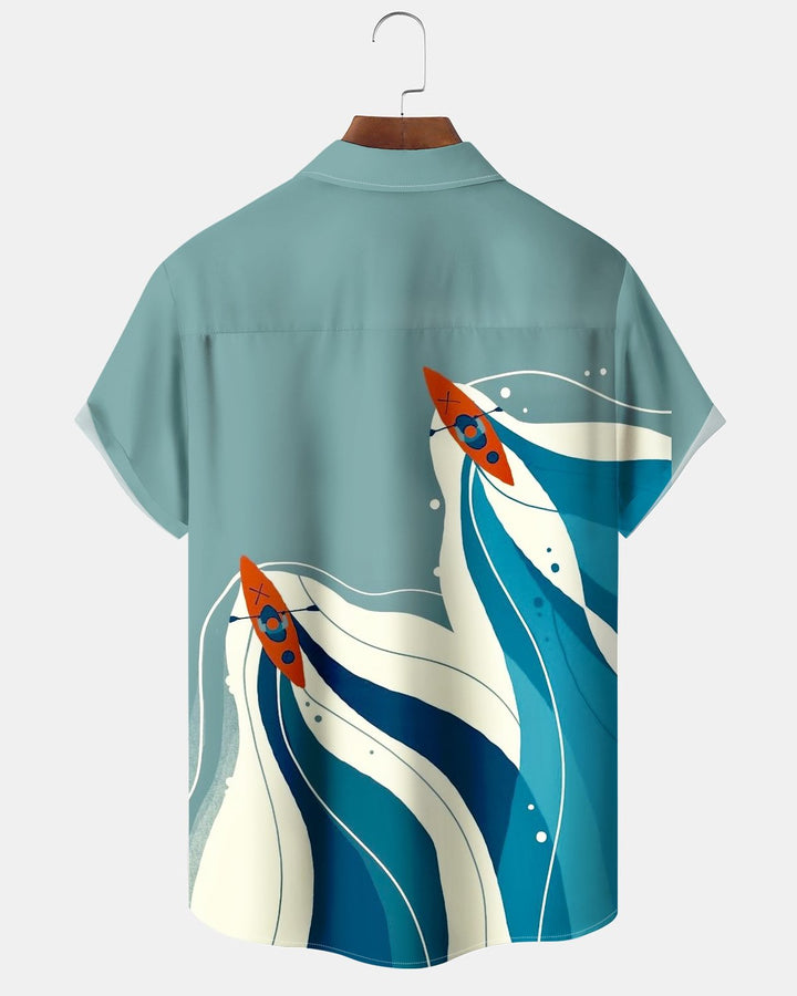 Alohadaddy® Casual Ocean Yacht Wave Print Men&