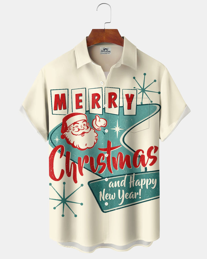 Alohadaddy® Holiday Christmas Atomic Art Santa Claus Print Men&