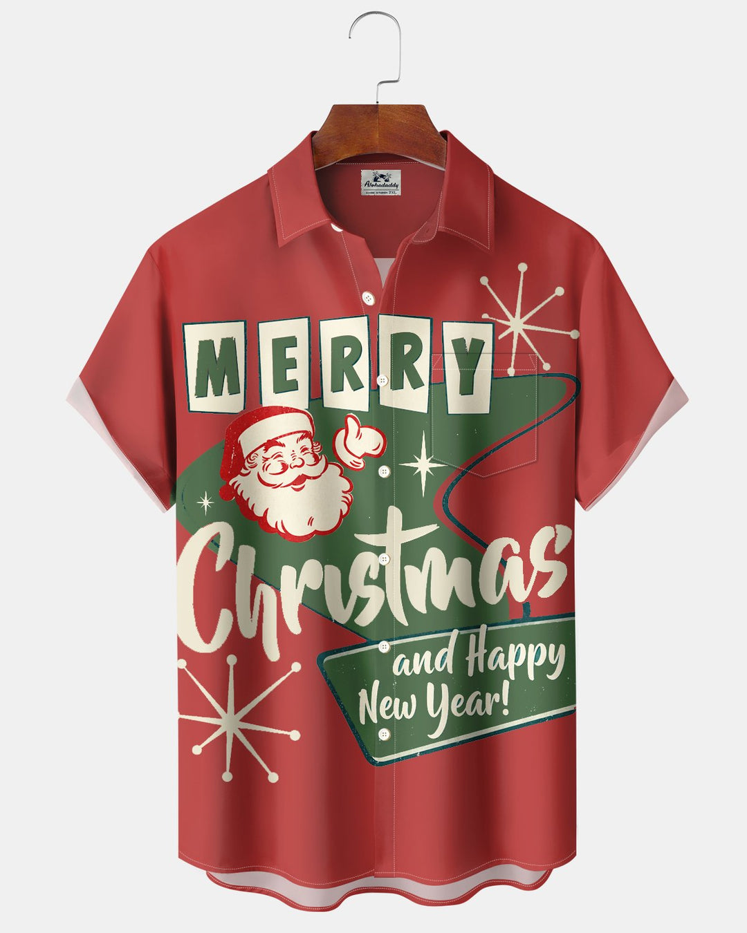 Alohadaddy® Holiday Christmas Atomic Art Santa Claus Print Men&