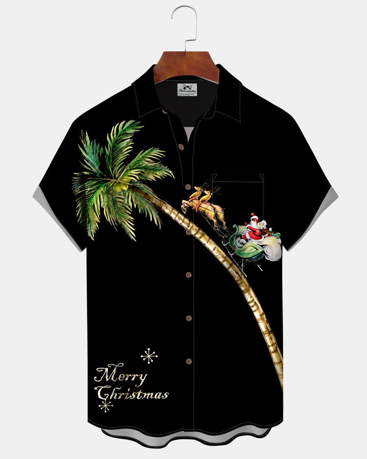 Alohadaddy® Holiday Casual Christmas Santa Claus Palm Tree Reindeer Print Men&