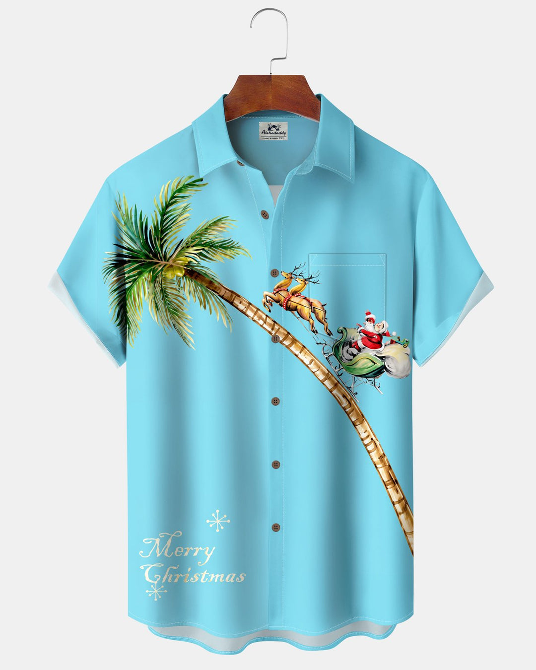 Alohadaddy® Holiday Casual Christmas Santa Claus Palm Tree Reindeer Print Men&