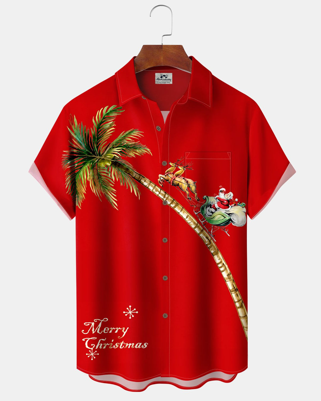 Alohadaddy® Holiday Casual Christmas Santa Claus Palm Tree Reindeer Print Men&