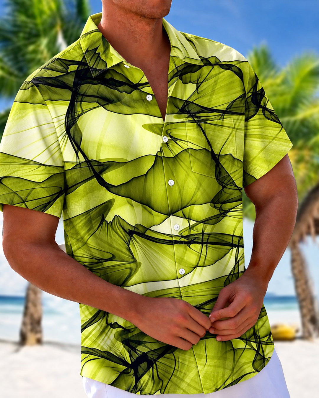Alohadaddy® Casual Abstract Art Lotus Ripple Reflection Print Men&